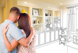 Young,Military,Couple,Facing,Custom,Built-in,Shelves,And,Cabinets,Design