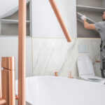 Bathroom,Storage,Building,By,Caucasian,Home,Improvement,Worker.,Elegant,Modern